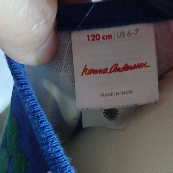 Hanna Andersson Cotton Blue Cat And Plants Print Dress - Picture 2 of 6